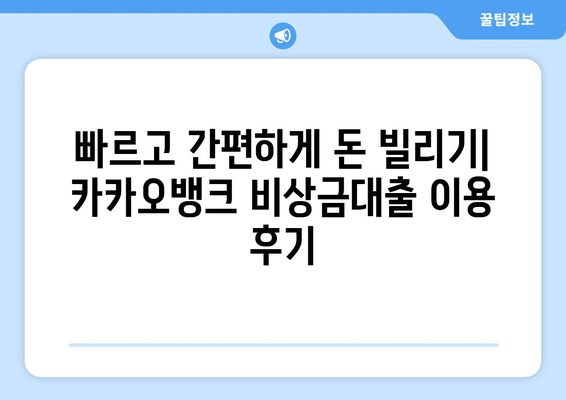 카카오뱅크 비상금대출