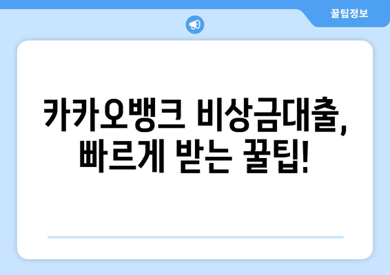 카카오뱅크 비상금대출 방법