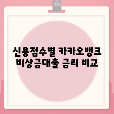 카카오뱅크 비상금대출, 신용점수별 한도와 금리 확인 | 비상금대출, 신용등급, 금리 비교