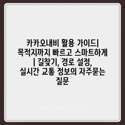 카카오내비 활용 가이드| 목적지까지 빠르고 스마트하게 | 길찾기, 경로 설정, 실시간 교통 정보