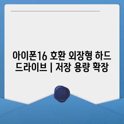 아이폰16 호환 외장형 하드 드라이브 | 저장 용량 확장