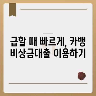 카카오뱅크 비상금대출 신청 가이드| 빠르고 간편하게 돈 빌리는 방법 | 비상금, 대출, 신청,  카카오뱅크, 금리, 한도