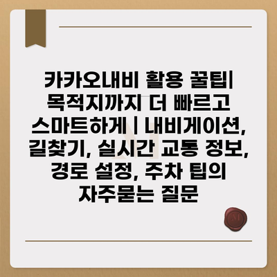 카카오내비 활용 꿀팁| 목적지까지 더 빠르고 스마트하게 | 내비게이션, 길찾기, 실시간 교통 정보, 경로 설정, 주차 팁