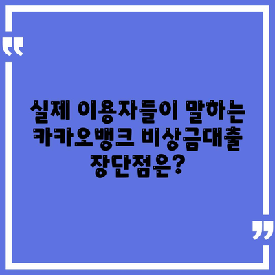 카카오뱅크 비상금대출 후기| 실제 이용 후기와 장단점 비교 분석 | 비상금, 소액대출, 대출 후기, 금리 비교