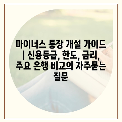 마이너스 통장 개설 가이드 | 신용등급, 한도, 금리, 주요 은행 비교