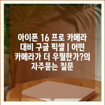 아이폰 16 프로 카메라 대비 구글 픽셀 | 어떤 카메라가 더 우월한가?