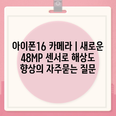 아이폰16 카메라 | 새로운 48MP 센서로 해상도 향상