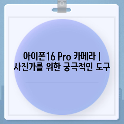 아이폰16 Pro 카메라 | 사진가를 위한 궁극적인 도구