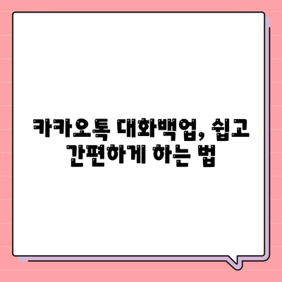 카카오톡 대화백업 방법과 꿀팁| 소중한 대화 기록을 안전하게 보관하는 법 | 카카오톡, 백업, 데이터 관리"