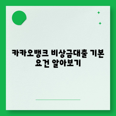 카카오뱅크 비상금대출 조건 완벽 가이드 | 비상금대출, 대출 조건, 금융 팁