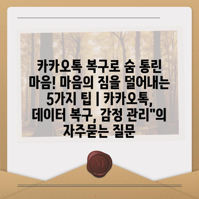 카카오톡 복구로 숨 통린 마음! 마음의 짐을 덜어내는 5가지 팁 | 카카오톡, 데이터 복구, 감정 관리"