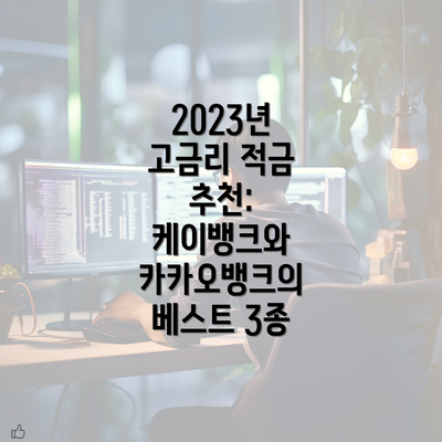 2023년 고금리 적금 추천: 케이뱅크와 카카오뱅크의 베스트 3종