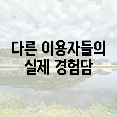 다른 이용자들의 실제 경험담