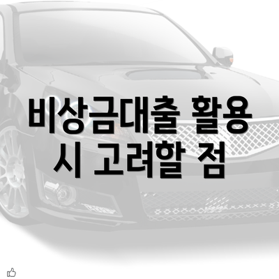 비상금대출 활용 시 고려할 점