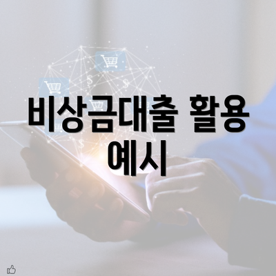 비상금대출 활용 예시