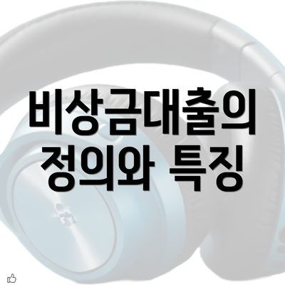 비상금대출의 정의와 특징