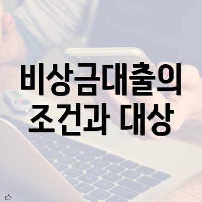 비상금대출의 조건과 대상