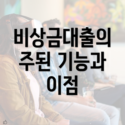 비상금대출의 주된 기능과 이점