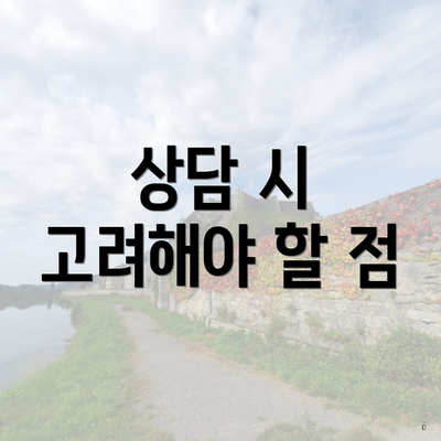 상담 시 고려해야 할 점