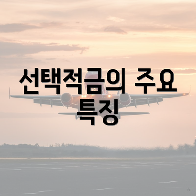 선택적금의 주요 특징