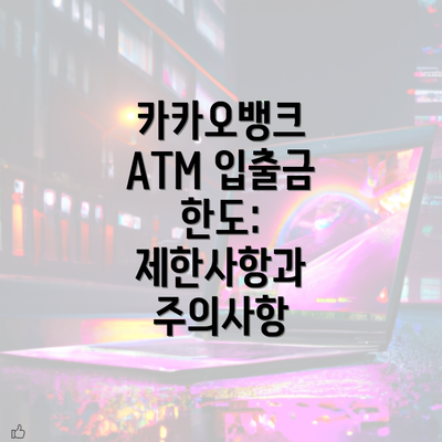 카카오뱅크 ATM 입출금 한도: 제한사항과 주의사항