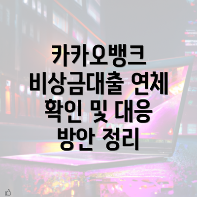 카카오뱅크 비상금대출 연체 확인 및 대응 방안 정리