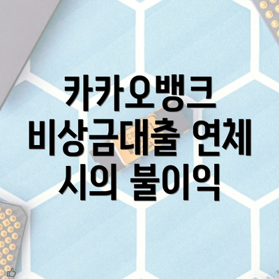 카카오뱅크 비상금대출 연체 시의 불이익