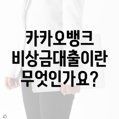 카카오뱅크 비상금대출이란 무엇인가요?