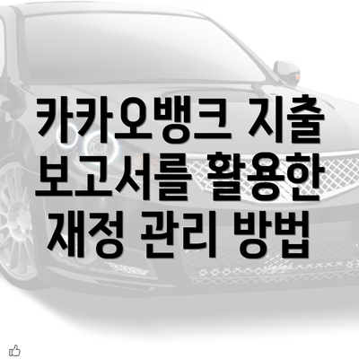 카카오뱅크 지출 보고서를 활용한 재정 관리 방법