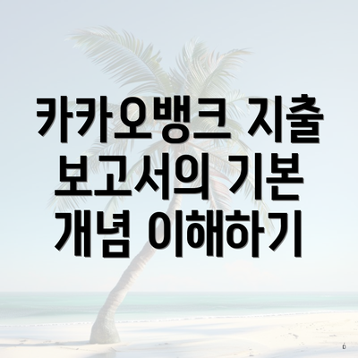 카카오뱅크 지출 보고서의 기본 개념 이해하기