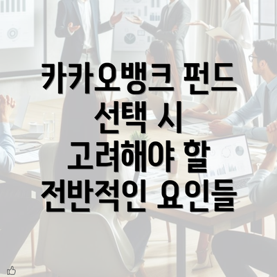 카카오뱅크 펀드 선택 시 고려해야 할 전반적인 요인들