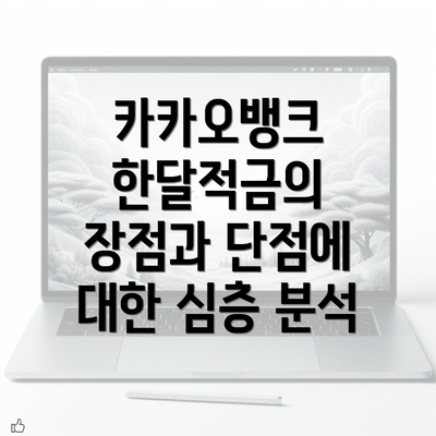 카카오뱅크 한달적금의 장점과 단점에 대한 심층 분석