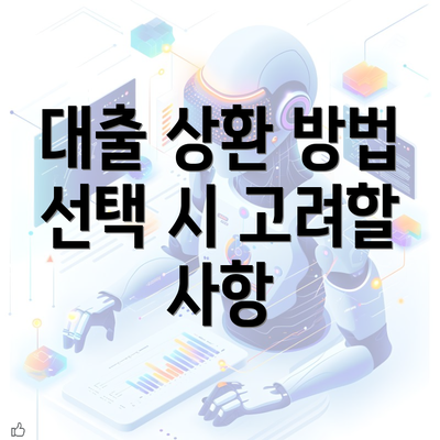 대출 상환 방법 선택 시 고려할 사항