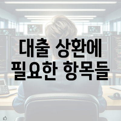 대출 상환에 필요한 항목들