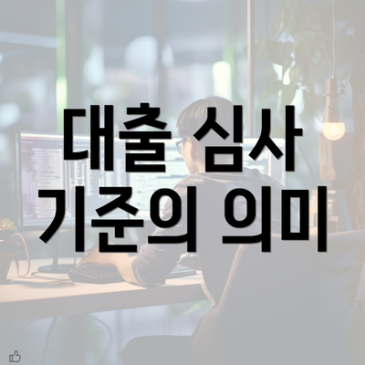 대출 심사 기준의 의미