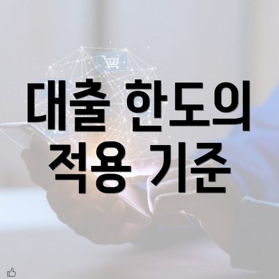 대출 한도의 적용 기준