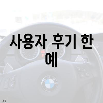 사용자 후기 한 예