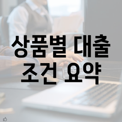 상품별 대출 조건 요약