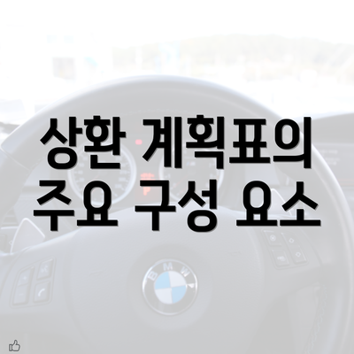 상환 계획표의 주요 구성 요소