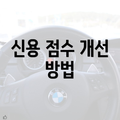 신용 점수 개선 방법