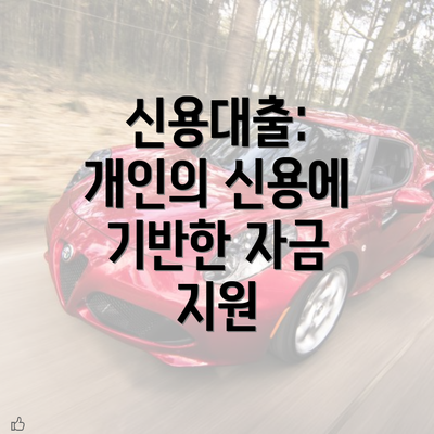 신용대출: 개인의 신용에 기반한 자금 지원