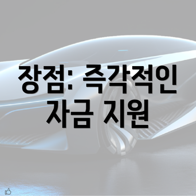 장점: 즉각적인 자금 지원