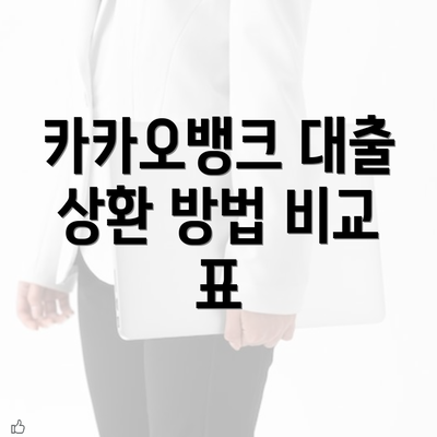 카카오뱅크 대출 상환 방법 비교 표