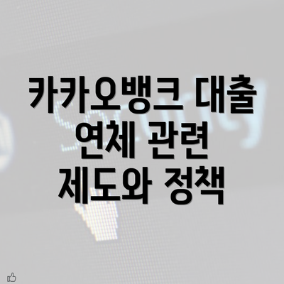 카카오뱅크 대출 연체 관련 제도와 정책