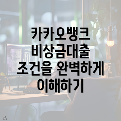 카카오뱅크 비상금대출 조건을 완벽하게 이해하기