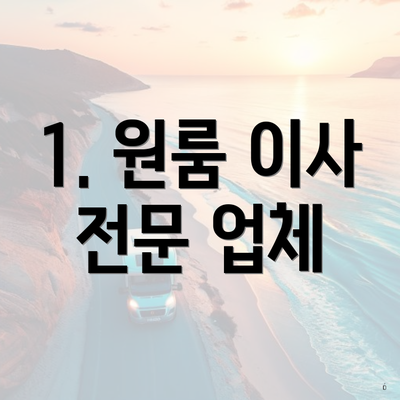 1. 원룸 이사 전문 업체