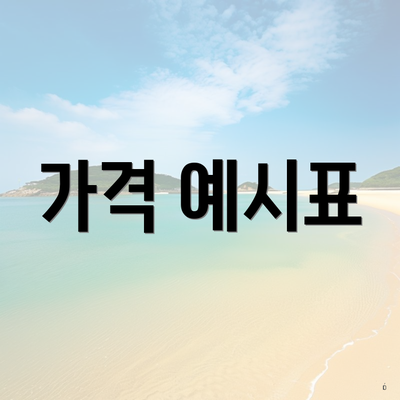 가격 예시표