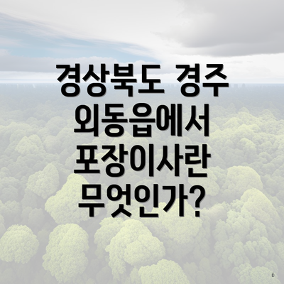경상북도 경주 외동읍에서 포장이사란 무엇인가?