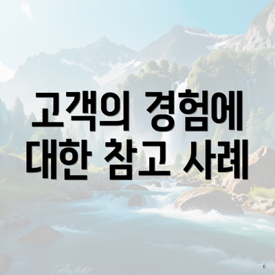 고객의 경험에 대한 참고 사례