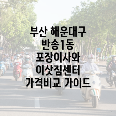 부산 해운대구 반송1동 포장이사와 이삿짐센터 가격비교 가이드